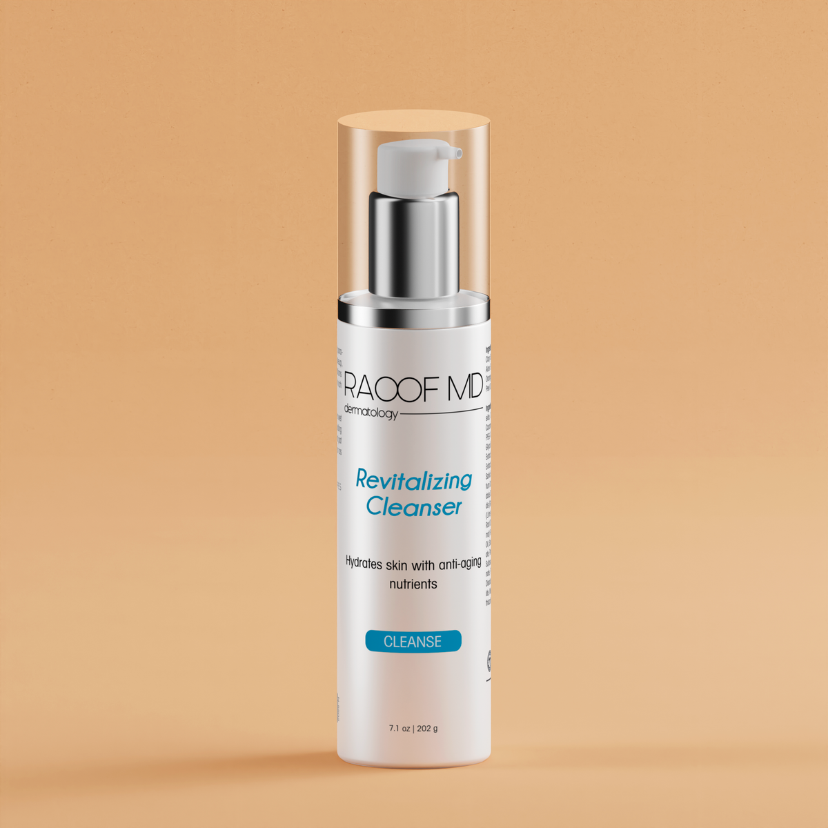 Revitalizing Cleanser RAOOF MD Dermatology hydration skin anti-aging wrinkles fine lines bottle